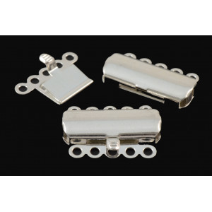 5 ROWS TAB LOCK SILVER PLATED CLASP 